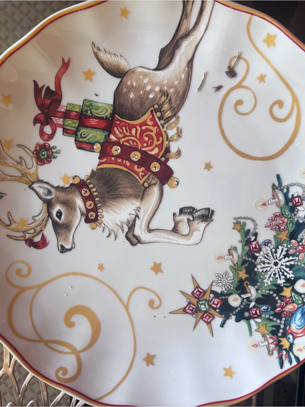 Williams Sonoma Twas the night before Christmas Reindeer dinner plates (2)